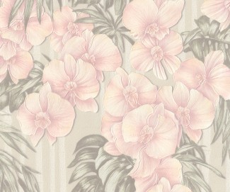 Обои зеленые с цветами Euro Decor виниловые Black Orchid арт. 9072-04 Виниловые обои с