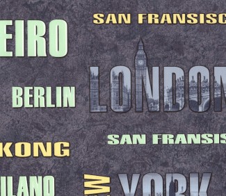 Обои черные с надписями Евро Декор винил World арт. 6013-20 Обои черные винил