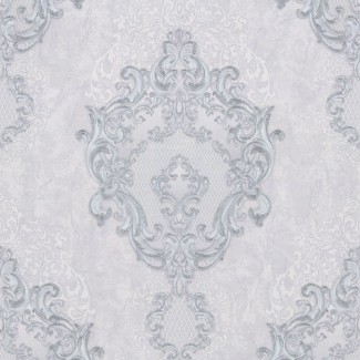 Обои Дамаск на сером фоне Euro Decor виниловые Medailon арт.7155-11 Обои Дамаск на се