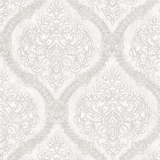 Обои белые с рисунком дамаск Евро Декор винил Gala арт. 7121-00 Обои с узором дам