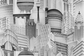 Обои черные флизелиновые архитектура OVK Design Мегаполис арт. 10368-05 Черные флизелинов