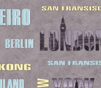 Обои серые с надписями Евро Декор винил World арт. 6013-23 Обои серые винило