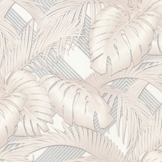 Обои крупные листья на белом фоне Euro Decor виниловые Villa Riviera арт.7157-00 Обои крупные лист