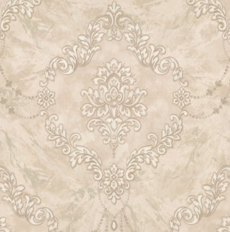 Обои бежевые Дамаск Euro Decor виниловые Molinard арт. 9095-02 Обои бежевые Дама