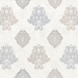 Обои Дамаск белый Euro Decor виниловые Allegra арт.9106-00 Обои Дамаск белый