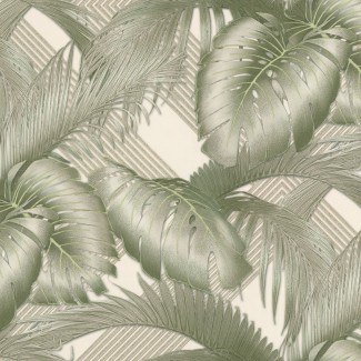 Обои крупные листья на бежевом фоне Euro Decor виниловые Villa Riviera арт.7157-21 Обои крупные лист