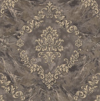 Обои коричневые Дамаск Euro Decor виниловые Molinard арт. 9095-12 Обои коричневые Д