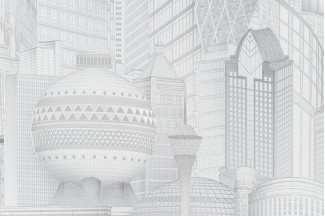 Обои белые флизелиновые архитектура OVK Design Мегаполис арт. 10368-01 Белые флизелиновы