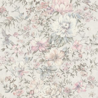 Обои белые с цветами Euro Decor виниловые Garden арт. 9093-00 Обои белые с цвет