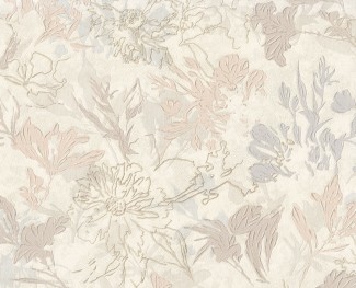 Обои бежевые с цветами Euro Decor виниловые Cosmea арт. 9080-02 Обои виниловые с