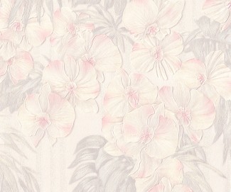 Обои белые с цветами Euro Decor виниловые Black Orchid арт. 9072-01 Виниловые обои с