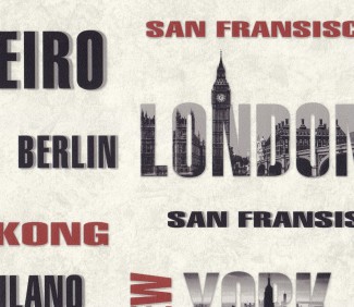 Обои белые с надписями Евро Декор винил World арт. 6013-19 Обои белые винило