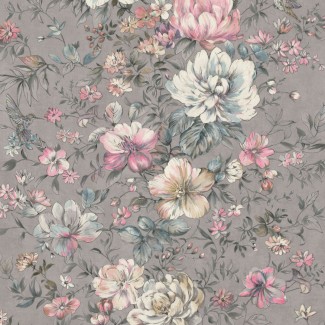 Обои серые с цветами Euro Decor виниловые Garden арт. 9093-23 Обои серые с цвет