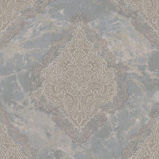 Обои серые Дамаск Euro Decor виниловые Sultan арт. 7135-04 Обои серые Дамаск