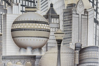 Обои серые флизелиновые архитектура OVK Design Мегаполис арт. 10368-06 Серые флизелиновы